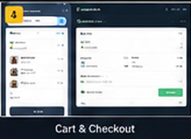 AradaCart concept UI showing cart and checkout