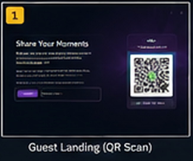 Visual Tizita concept UI showing the guest landing screen and QR scan entry point