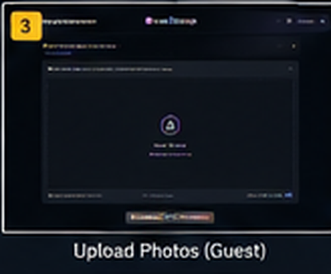 Visual Tizita concept UI showing the guest photo upload flow