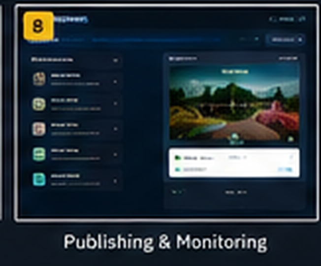 Nehas Digital Signage concept UI showing publishing and monitoring